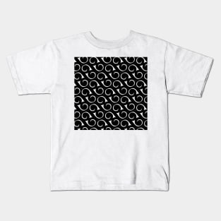 Wave Pattern in Black Kids T-Shirt